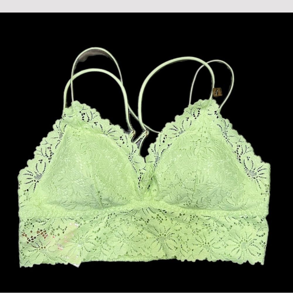 Victoria’s Secret Pink Lined lightly Padded Lace Bralette Bra Green XL